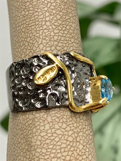 *Кольцо р.17 Голубой Топаз АРТ 1100-917 Вес 8,38 Г - фото 222833