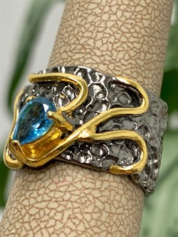 *Кольцо р.17 Голубой Топаз АРТ 1100-917 Вес 8,38 Г - фото 222834