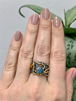 *Кольцо р.17 Голубой Топаз АРТ 1100-917 Вес 8,38 Г - фото 222836