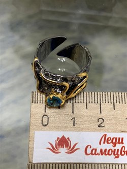 *Кольцо р.17 Голубой Топаз АРТ 1100-917 Вес 8,38 Г - фото 222838