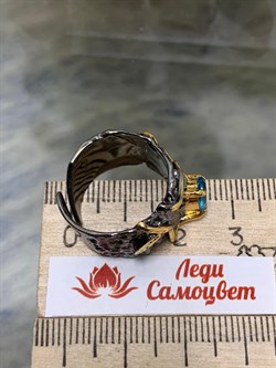 *Кольцо р.17 Голубой Топаз АРТ 1100-917 Вес 8,38 Г - фото 222839