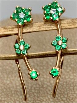 *Серьги Каффы Зеленый Фианит арт. п7-519-3з232-990 Вес 0,93 г - фото 223013 *Серьги Каффы Зеленый Фианит арт. п7-519-3з232-990 Вес 0,93 г - фото 223013