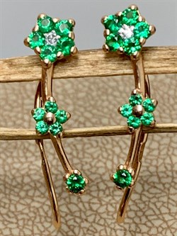 *Серьги Каффы Зеленый Фианит арт. п7-519-3з232-990 Вес 0,93 г - фото 223016 *Серьги Каффы Зеленый Фианит арт. п7-519-3з232-990 Вес 0,93 г - фото 223016