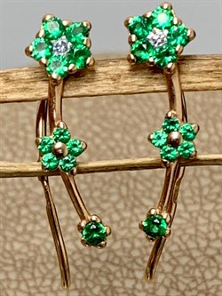 *Серьги Каффы Зеленый Фианит арт. п7-519-3з232-990 Вес 0,93 г - фото 223018 *Серьги Каффы Зеленый Фианит арт. п7-519-3з232-990 Вес 0,93 г - фото 223018