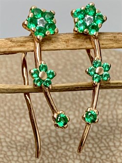 *Серьги Каффы Зеленый Фианит арт. п7-519-3з232-003(к) (Вес 0,81 г) - фото 223246