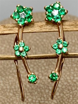 *Серьги Каффы Зеленый Фианит арт. п7-519-3з232-003(к) (Вес 0,81 г) - фото 223250