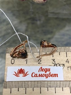 *Серьги Черный Фианит Лисята арт. 02-1а139913321627-329 Вес 2,52 г - фото 223339