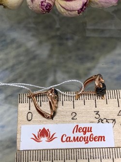 *Серьги Черный Фианит Лисята арт. 02-1а139913321627-329 Вес 2,52 г - фото 223340