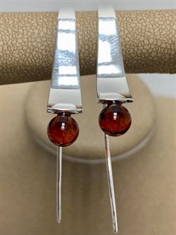 *Серьги Петли Коньячный Янтарь Шарик арт. 85020200401-506 Вес 5,3 г - фото 224880 *Серьги Петли Коньячный Янтарь Шарик арт. 85020200401-506 Вес 5,3 г - фото 224880