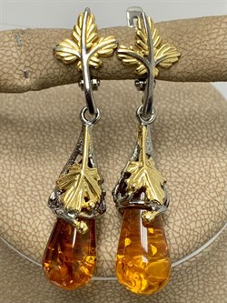 *Серьги Янтарь арт. 45020200098-137 Вес 6,82 г - фото 224897 *Серьги Янтарь арт. 45020200098-137 Вес 6,82 г - фото 224897