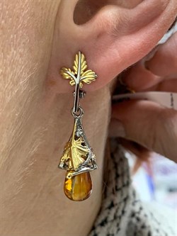 *Серьги Капли Янтарь арт. 45020200098-224 Вес 6,42 г - фото 224900 *Серьги Капли Янтарь арт. 45020200098-224 Вес 6,42 г - фото 224900