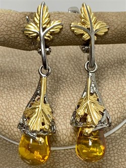 *Серьги Капли Янтарь арт. 45020200098-224 Вес 6,42 г - фото 224904 *Серьги Капли Янтарь арт. 45020200098-224 Вес 6,42 г - фото 224904