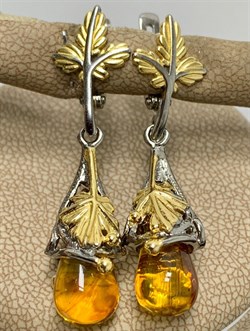 *Серьги Капли Янтарь арт. 45020200098-224 Вес 6,42 г - фото 224905 *Серьги Капли Янтарь арт. 45020200098-224 Вес 6,42 г - фото 224905