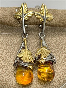 *Серьги Капли Янтарь арт. 45020200098-224 Вес 6,42 г - фото 224906 *Серьги Капли Янтарь арт. 45020200098-224 Вес 6,42 г - фото 224906