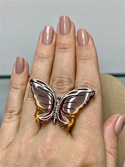 *Кольцо р.18 Бабочка Агат арт. 37-КРР054-38-543/9-0012168801237000 (вес 12,37 г) - фото 225192 *Кольцо р.18 Бабочка Агат арт. 37-КРР054-38-543/9-0012168801237000 (вес 12,37 г) - фото 225192