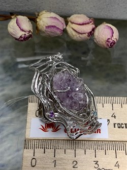 *Кольцо р.18 Друза Аметист Бразилия арт. 37-SC3705-48-2.13П-2-1002158401967000 (вес 19,67 г) - фото 225252