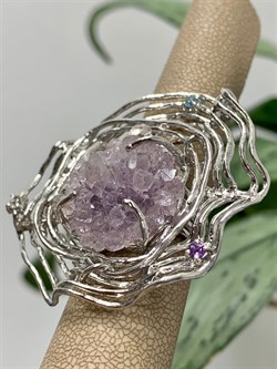 *Кольцо р.18 Друза Аметист Бразилия арт. 37-SC3705-48-2.13П-2-1002158401967000 (вес 19,67 г) - фото 225255