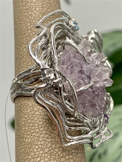*Кольцо р.18 Друза Аметист Бразилия арт. 37-SC3705-48-2.13П-2-1002158401967000 (вес 19,67 г) - фото 225256