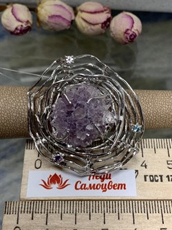 *Кольцо р.18 Друза Аметист Бразилия арт. 37-SC3705-48-2.13П-2-1002158401967000 (вес 19,67 г) - фото 225258