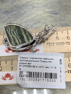 *Серьги Змеевик Серпентин арт. 37-СРР050-38-4.127П-1002302501715000 (вес 17,15 г) - фото 225393 *Серьги Змеевик Серпентин арт. 37-СРР050-38-4.127П-1002302501715000 (вес 17,15 г) - фото 225393
