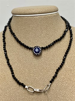*Колье р.50 д.2мм Сапфир Черная Шпинель арт. Кц-2222рчс1108416-715 Вес 7,38 г - фото 225946 *Колье р.50 д.2мм Сапфир Черная Шпинель арт. Кц-2222рчс1108416-715 Вес 7,38 г - фото 225946