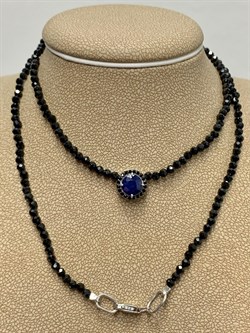 *Колье р.50 д.2мм Сапфир Черная Шпинель арт. Кц-2222рчс1108416-715 Вес 7,38 г - фото 225947 *Колье р.50 д.2мм Сапфир Черная Шпинель арт. Кц-2222рчс1108416-715 Вес 7,38 г - фото 225947