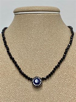 *Колье р.50 д.2мм Сапфир Черная Шпинель арт. Кц-2222рчс1108416-715 Вес 7,38 г - фото 225948 *Колье р.50 д.2мм Сапфир Черная Шпинель арт. Кц-2222рчс1108416-715 Вес 7,38 г - фото 225948