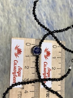 *Колье р.50 д.2мм Сапфир Черная Шпинель арт. Кц-2222рчс1108416-715 Вес 7,38 г - фото 225952 *Колье р.50 д.2мм Сапфир Черная Шпинель арт. Кц-2222рчс1108416-715 Вес 7,38 г - фото 225952