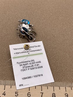 *Серьги Голубой Топаз цв Белое арт. 2_02262-809 (вес 7,31 г) - фото 226097 *Серьги Голубой Топаз цв Белое арт. 2_02262-809 (вес 7,31 г) - фото 226097