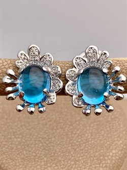 *Серьги Голубой Топаз цв Белое арт. 2_02262-809 (вес 7,31 г) - фото 226105 *Серьги Голубой Топаз цв Белое арт. 2_02262-809 (вес 7,31 г) - фото 226105