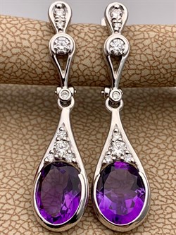 *Серьги Аметист цв Белое арт. 2_02440-457 вес 4,6 г - фото 226115 *Серьги Аметист цв Белое арт. 2_02440-457 вес 4,6 г - фото 226115
