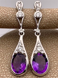 *Серьги Аметист цв Белое арт. 2_02440-457 вес 4,6 г - фото 226117 *Серьги Аметист цв Белое арт. 2_02440-457 вес 4,6 г - фото 226117