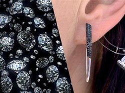 *Серьги Прищепки Черная Шпинель арт. с-7259р416-655 (Вес 5,09 г) - фото 226911 *Серьги Прищепки Черная Шпинель арт. с-7259р416-655 (Вес 5,09 г) - фото 226911