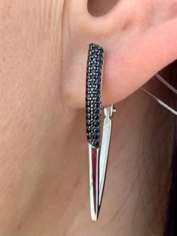 *Серьги Прищепки Черная Шпинель арт. с-7259р416-655 (Вес 5,09 г) - фото 226913 *Серьги Прищепки Черная Шпинель арт. с-7259р416-655 (Вес 5,09 г) - фото 226913