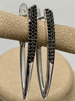 *Серьги Прищепки Черная Шпинель арт. с-7259р416-655 (Вес 5,09 г) - фото 226914 *Серьги Прищепки Черная Шпинель арт. с-7259р416-655 (Вес 5,09 г) - фото 226914