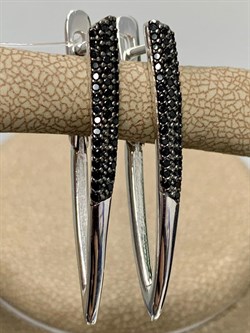 *Серьги Прищепки Черная Шпинель арт. с-7259р416-655 (Вес 5,09 г) - фото 226916 *Серьги Прищепки Черная Шпинель арт. с-7259р416-655 (Вес 5,09 г) - фото 226916