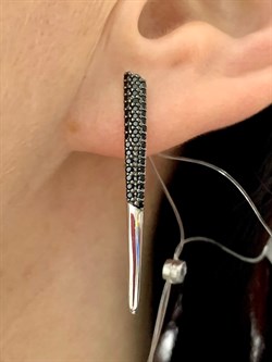 *Серьги Прищепки Черная Шпинель арт. с-7259р416-655 (Вес 5,09 г) - фото 226919 *Серьги Прищепки Черная Шпинель арт. с-7259р416-655 (Вес 5,09 г) - фото 226919