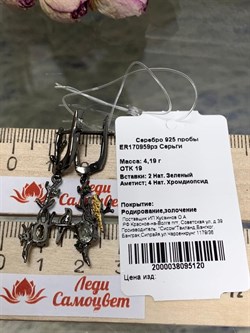 *Серьги Празиолит арт. ER170959рз-120 (Вес около 4,19 г) - фото 226940