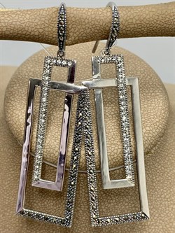 *Серьги Петли Микс Горный Хрусталь Марказит арт. ME01662W-CR-333 Вес 10,66 г - фото 226968