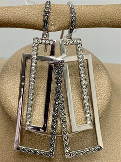 *Серьги Петли Микс Горный Хрусталь Марказит арт. ME01662W-CR-333 Вес 10,66 г - фото 226969