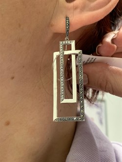 *Серьги Петли Микс Горный Хрусталь Марказит арт. ME01662W-CR-333 Вес 10,66 г - фото 226972