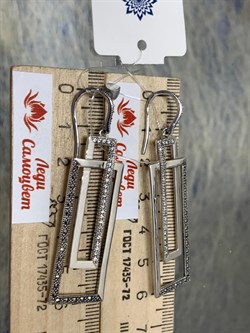 *Серьги Петли Микс Горный Хрусталь Марказит арт. ME01662W-CR-333 Вес 10,66 г - фото 226975