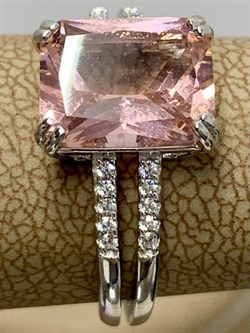 *Кольцо р.17 Морганит иск арт. TMR-025-434 Вес 3,37 г - фото 227217