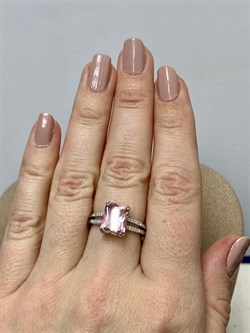 *Кольцо р.17 Морганит иск арт. TMR-025-434 Вес 3,37 г - фото 227218