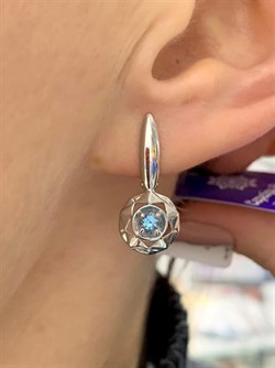 *Серьги Голубой Топаз синт арт. С-3680рс803-683  (Вес 2,65 г) - фото 227432