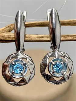 *Серьги Голубой Топаз синт арт. С-3680рс803-683  (Вес 2,65 г) - фото 227435