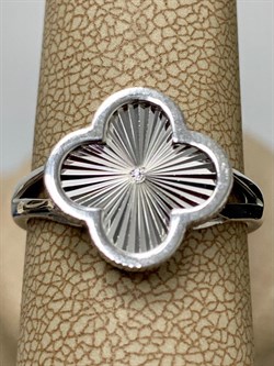 *Кольцо р.18,5 Клевер Белый Фианит арт. 411-15-921р-363 Вес 2,45 г - фото 227761