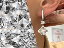 *Серьги Клевер Белый Фианит арт. 421-15-921р-110-194 Вес 4,97 г - фото 227785