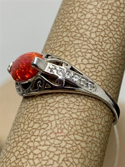 *Кольцо р.17,5 иск Красный Опал иск арт. К-3059р11-496 (Вес около 1,55 г) - фото 227795