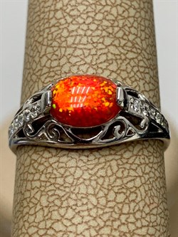 *Кольцо р.17,5 иск Красный Опал иск арт. К-3059р11-496 (Вес около 1,55 г) - фото 227797